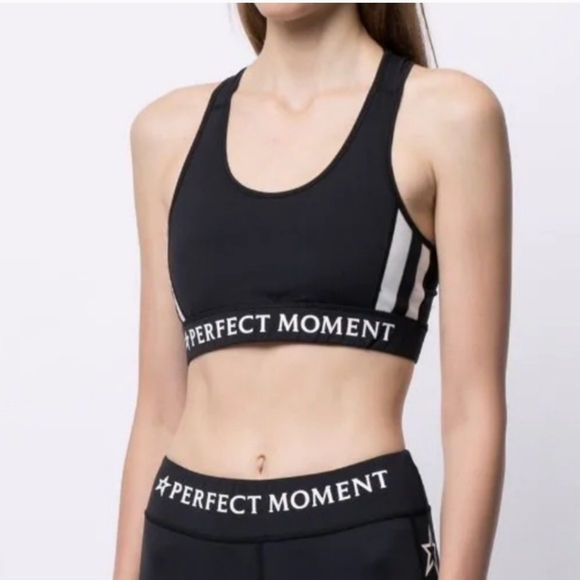 New Perfect Moment Stripes Stars Black/White Sports Bra Medium NWT - Picture 3 of 11